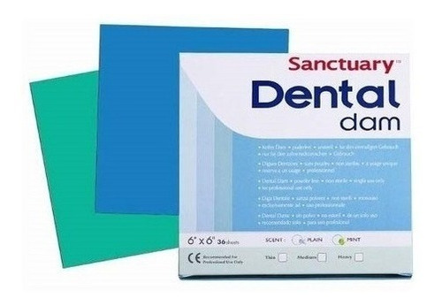 Goma Dique Sanctuary Dental Dam 6x6 Pack X36 Odontología