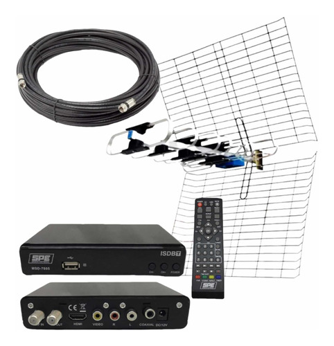 Kit Sintonizador Tda Fullhd + Antena + 10 M Cable Coaxil