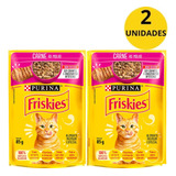 Kit Friskies 2 Sachês Ração Úmida De Gato Adulto Sabor Carne