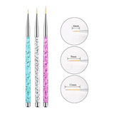 Set 3 Pinceles Liners Para Nail Art Deco Uñas