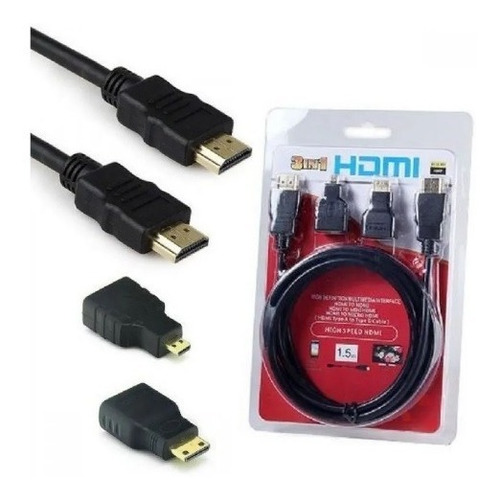 Kit Cabo Hdmi 3 Em 1 Mini Micro Hdmi Para Notebook Positivo