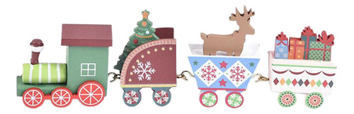 4x Tren De Navidad De Madera For El Hogar Árbol De Navidad