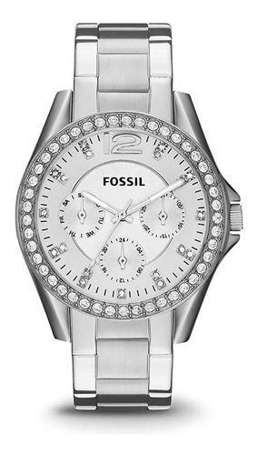 Fossil Riley Reloj De Pulsera Para Mujer 38mm Color Plateado