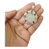 Medalla San Benito Plata 925 Oro Redonda Religiosa