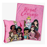 Kit Almofada+manta Princesas Royal Courage Personagem Disney