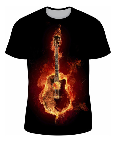 Camiseta/camisa De Violão/ Arte Violão Em Chamas/ Adoração