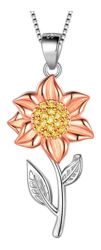 Collar De Girasol Plateado Chapado Oro De 24k Regalos  Mujer