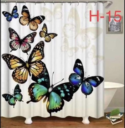 Cortina De Baño 180x180cm Diseño Mariposas