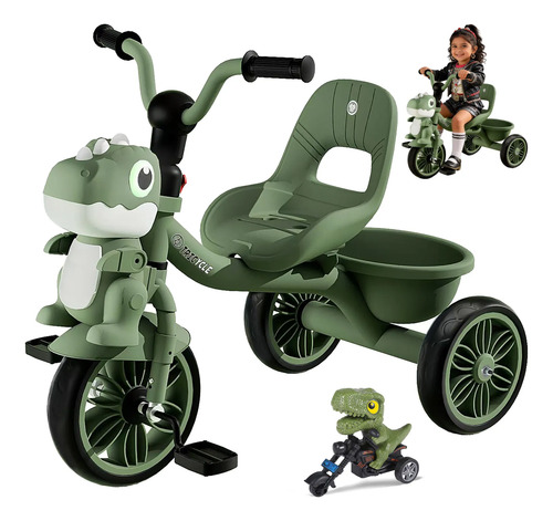 Triciclo Infantil De Dinosaurios Con Pedales Y Música Ligera