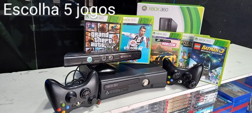 Xbox 360 Slim 2 Controle E Kinect + Jogos Nf-e Garantia 