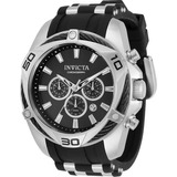 Reloj Invicta Bolt 34137 Para Hombre, Color De La Correa: Negro, Color Del Bisel: Plateado, Color De Fondo: Negro