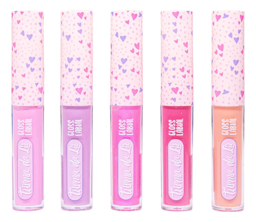 Kit 05 Gloss Labial Maquiagem Infantil Turma Da Lú