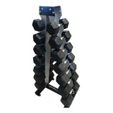 Rack Con 7 Pares De Mancuernas Hexagonales (2.5kg A 17.5 Kg)