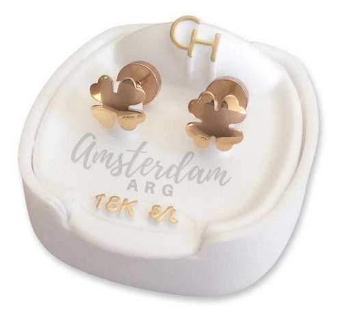 Abridores De Oro 18kt Marca Ch Trebol  755...amsterdamarg...