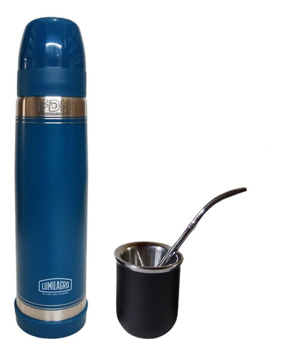 Termo Lumilagro Inox Azul + Mate Ngo + Bombilla 350 - Fdn