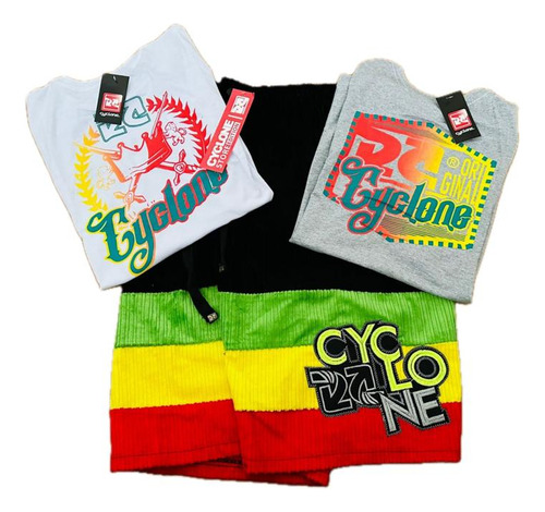 Bermuda De Veludo Cyclone Reggae E Duas Camisetas Mod 2