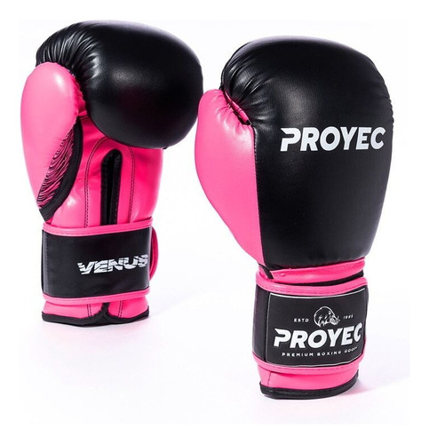 Guante Boxeo Venus Negro Rosa Proyec