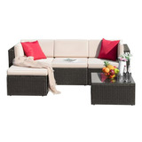 Muebles Jardín Rattan 5 Piezas, Beige.