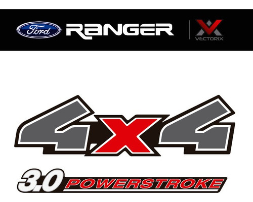 Calcos 4x4, 4x2 Ford Ranger 2009-2011 + 3.0 Powerstroke