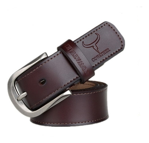 Cinturón De Cuero Marca Cowather Modelo Xf011 Café Oscuro