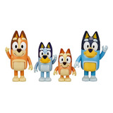  Set De 4 Figuras Bluey Y Bingo  Familia Juguete Niño