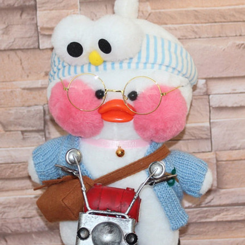 30cm Lalafanfan Toys Pato Blanco Con Ropa Rosa Juguete Lindo