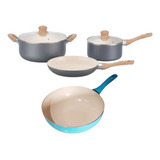 Set De Cocina Hudson Gray Crema 6pz Ceramica Wok