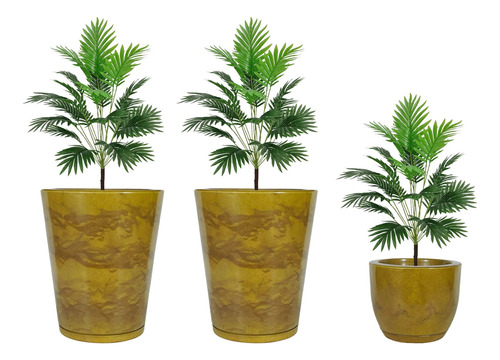 Jogo 3 Vasos Luxo Tipo Vietnamita Plantas Decor Casa Jardim