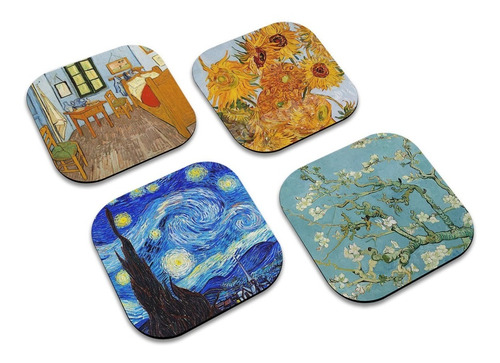 Posavasos De Madera Set 4 Arte Van Gogh