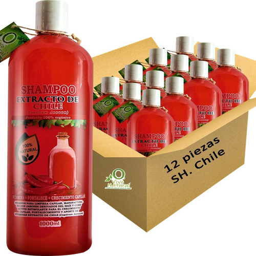 12 Shampoos Extracto De Chile 1l Fortalecedor Vivonatural  