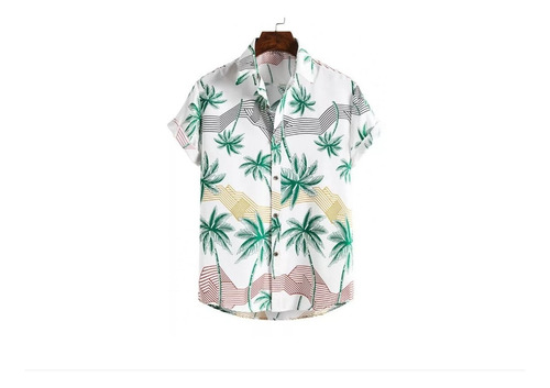 Camisa Hawaiana Ajustada Con Solapa Para Hombre