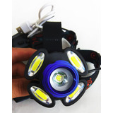 Linterna Cabeza Mineria 5 Led Recargable Por Usb Con Zoom 