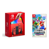 Nintendoswitch Oled64gb Red Y Juego Fisico Mario Bros Wonder