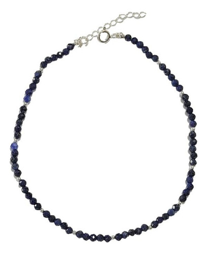 Tornozeleira Lapis Lazuli Em Prata 925 - Id 6541