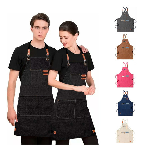 Mandil Delantal Multiusos Cocina Chef Barberia  Unisex Color Negro