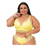 Cropped Plus Size-s/bojo-conjunto Lingerie Em Renda Francesa