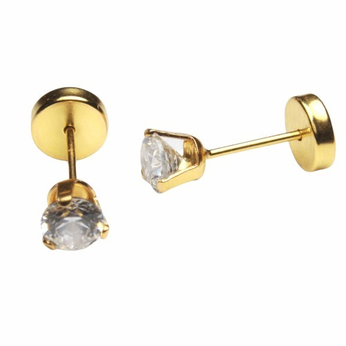 Aros Abridores Oro 18k Piedra 3 Mm Con Grifas