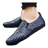 Zapatos Mocasín Casuales De Cuero Brillante Para Hombre