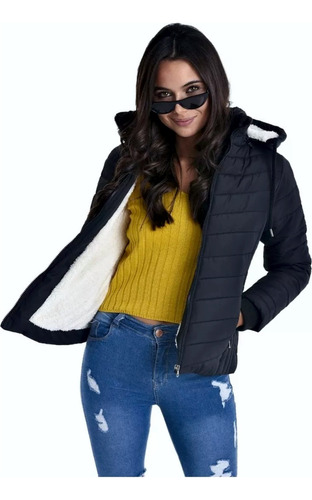 Campera Inflable Mujer Con Polar Impermeable Capucha Desmont