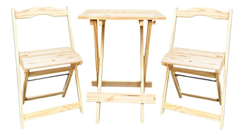 Conjunto De Mesa E 2 Cadeiras Quadrado Pinus Sacada Pequena