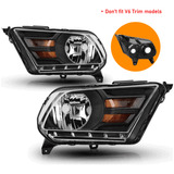 For Ford Mustang 2010-2014 Black Housing Headlights Repl Aab