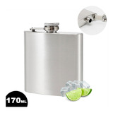 Cantil Porta Bebida Whisky De Bolso Aço Inox Escovado 170ml Liso