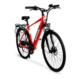 Bicicleta Eléctrica City Bike I Hombre Rojo Mate Aro 700cc