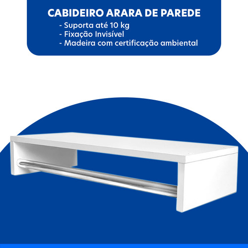 Cabideiro Multiuso Arara De Parede 60cm Pronta Entrega