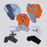 Kit Lote 5 Conjunto Infantil Inverno Masculino Blusa Moletom