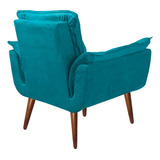 Poltrona Decorativa Opala Para Sala Confortável Arapongas Cor Azul-turquesa