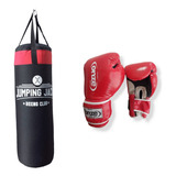 Combo Bolsa Boxeo Kickboxing 120cm Rellena + Guantes Boxeo