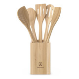 Conjunto Utensílios De Bambu Para Cozinha Electrolux 6 Peças