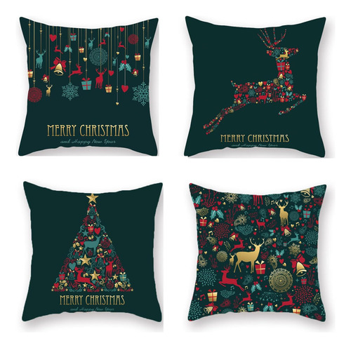 Conjunto De 4 Capas De Almofadas Natal, Decorações De Natal