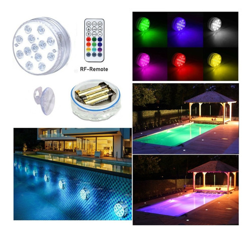 Pack X 8 Luces Led Para Pileta A Pila 16 Colores C/13 Leds